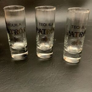 Patron Tequila 3 Ounce Shot Glass Silver Set Of 3 Bar Accessories Entertaining